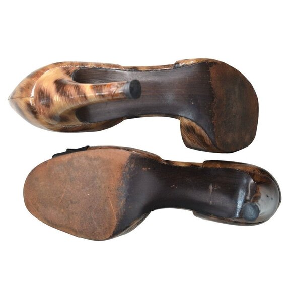 Stuart Weitzman Women's Animal Print Heels With Black Bow- LT3137 - Picture 8 of 8